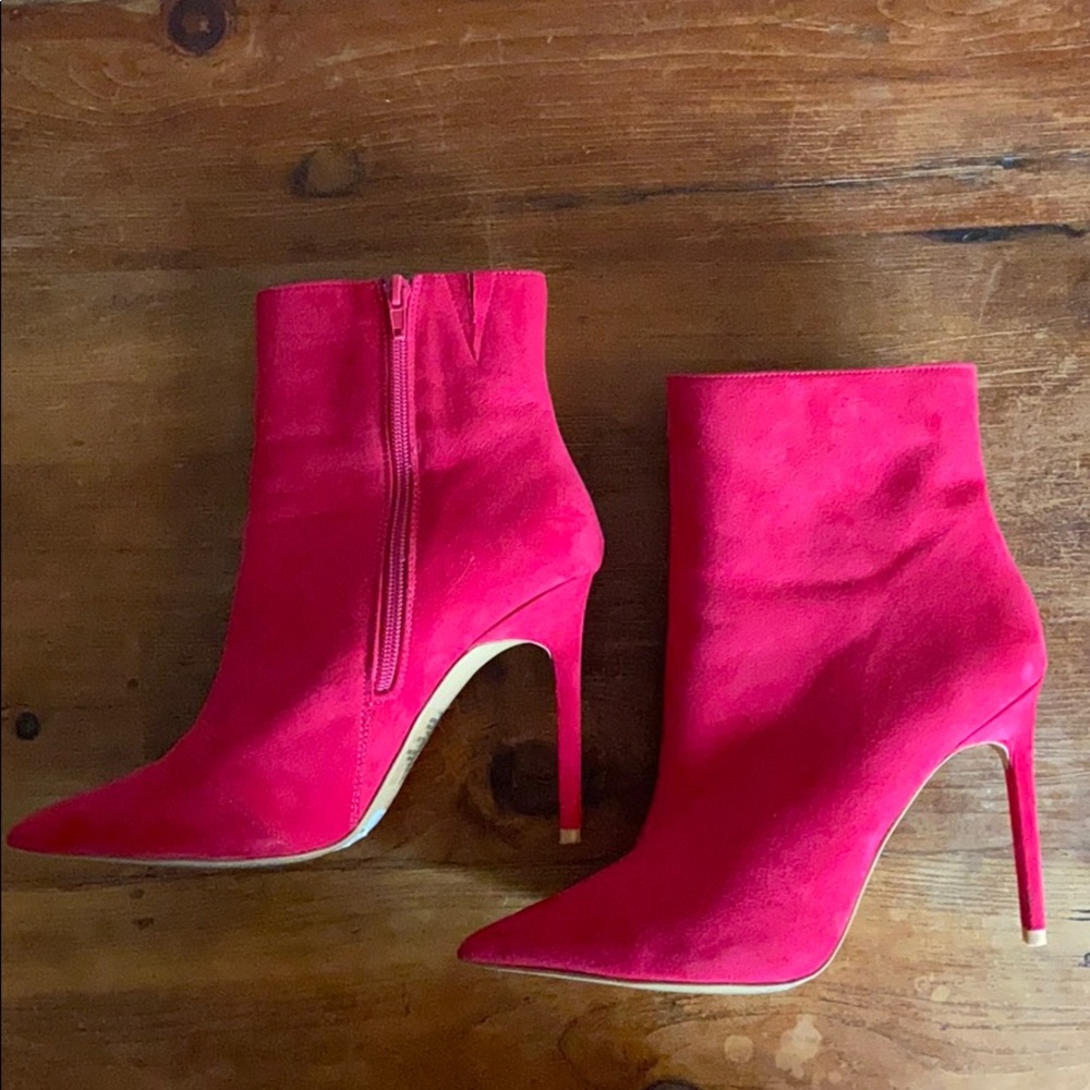 Hot pink/red stiletto boots